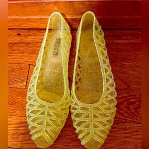 NWOT Neon Yellow-Green American Apparel  Jelly Flats
